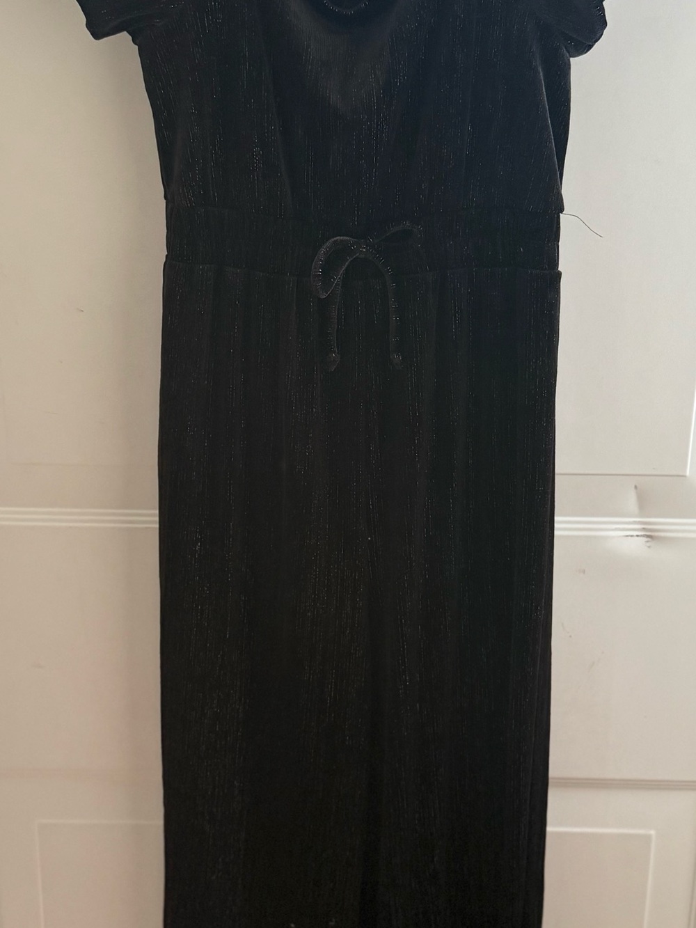 Girls' Sparkle Black Drawstring Waist Romper